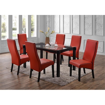 40 X 23 X 18 In. Parson Chairs, Cappuccino & Red - Set Of 2